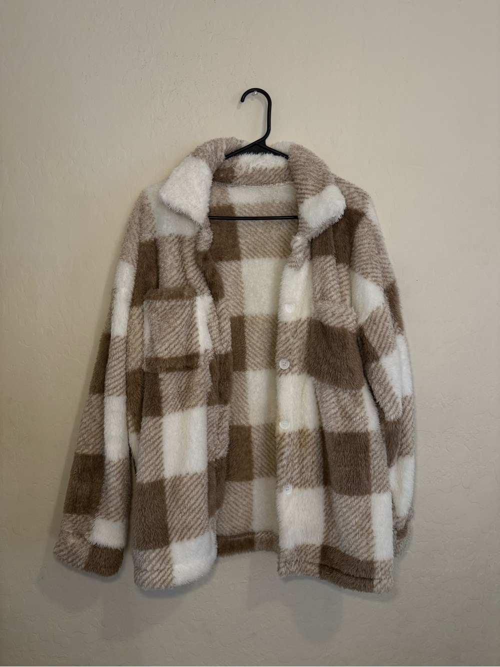 SHEIN Women’s Plaid Teddy Fuzzy Jacket Size: M